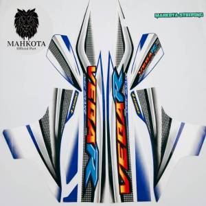 STRIPING STICKER LIS LES POLET Yamaha Vega r 2005 biru putih stiker list body standar berkualitas termurah Mahkota Stiker