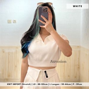 4591 Madie Collar Knit Crop Top | Atasan Wanita Crop Top Rajut Premium