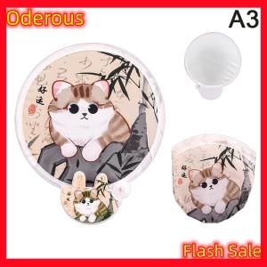 Oderous Portable Cartoon Folding Fan Kawaii Creative Foldable Fan Cool Summer Hand Fan Flying Disk Pocket Cloth Fan Gifts For Kids