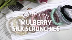 Chloven Mulberry Silk Scrunchies for Women - 6 Pack Skinny Hair Ties for Curly Hair Satin Scrunchies for Girls Elastic Ponytail Holders Soft Scrunchies for Women Girls Hair Care