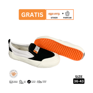 Bonus Parfum Sepatu | Sepatu Slip On Pria Wanita Viggo Unity Official - Slip On Black White Size 36-44 | Bahan Kanvas | Best Seller | 0riginal)