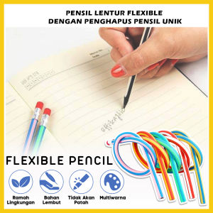 Pensil Lentur Fleksibel Dengan Penghapus / Alat Tulis Sekolah Anak Pencil Karet Inul Dapat Digulung Ditekuk Unik Lucu Flexible Soft Mainan Stationary - GP Mall