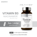 [1 กระปุก] The Merry Vitamin B3 Niacinamide 180,000 mcg. วิตามินล็อคผิวชุ่มชื้น : 90 Capsules. 