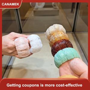 【CANAMEK 】 Vintage Smooth Round Acrylic Cuff Bangles For Women Exaggerated Jelly Color Smudging Bangle Wide Bracelet Accessories Gift