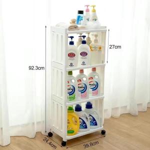 [SG STOCK] Multifunctional Storage Rack Trolley Bathroom Kitchen Shelf Movable With Wheels Multifunction Storage Trolley Rack Kitchen Rack Bathroom Rack Book Shelving Toys Rack With