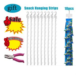10pcs Snack Hanging Strips+ 10pcs Sign Price Tags+ Single Hole Puncher Color Random