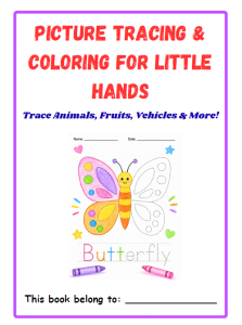 LearnBuddy Fun Picture Tracing & Coloring Book Printed Activity Booklet for Kids Aged 3+