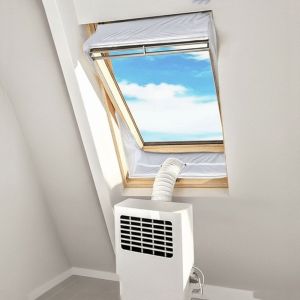 YRUQYS Silver Finished Polyester Window Covering White Color Long Lasting Use Portable Air Conditioner Eliminates Warm Air Stability Windproof Air Conditioner Cover Summer Cooling