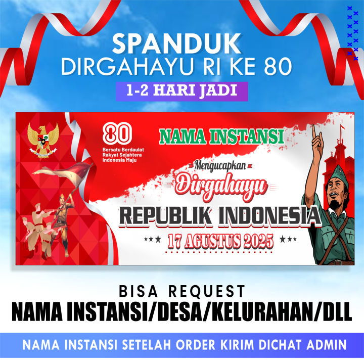 Spanduk HUT RI ke-80 | Banner Hari kemerdekaan RI80 - Sepanduk Agustus