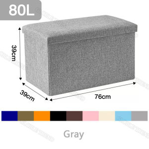 Multifunctional Storage Stool Sofa Chair Storage Stool Box Organizer adult sofa folding storage chair box Large Capacity Storage Box with Cushion Lid Cotton and linen