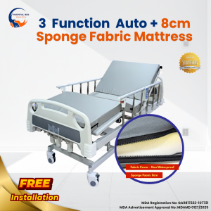 [Same-Day Delivery] Hospital Electric Bed 3 Function Auto FREE Mattress+Table - MDA Approved