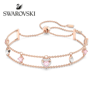 SWAROVSKI Luxury One mixed cut pink diamond bracelet S925 sterling silver womens fashion bracelet hypoallergenic non-allergic