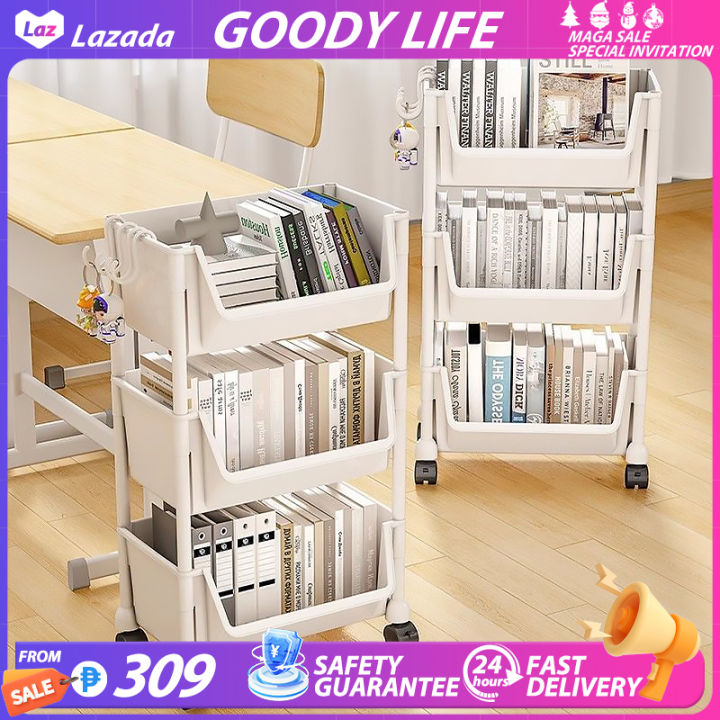 GOODY 4 Layer Moving Rack Kitchen Storage Shelf Wall Cabinets Home ...