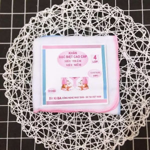 Khăn xô sữa Kiba cho bé sơ sinh 4 lớp bịch 10 khăn mềm mại dùng lau mềm mại cho bé