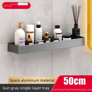 Aluminum Bathroom Widened Storage Rack Waterproof and Rust-proof Bathroom Shelf Rack Toilet Storage Organizer Non-porous wall hanging type