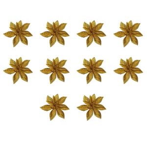 MAOMEI HOUSE 10Pcs Bột vàng vàng óng Hoa Trạng Nguyên Nhân Tạo Nhiều màu sắc Nhựa đính kim tuyến Đồ trang trí hoa Giáng sinh Vòng hoa trang trí cây thông Noel Tự làm Đồ trang trí cây thông Noel hoa lấp lánh Tiệc Giáng Sinh