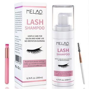 Eyelash Extension Cleanser Eyelid Foaming Cleanser Lash Shampoo for Extensions & Natural Lashes Oil Paraben & Sulfate Free Non-Irritating for Salon & Home Use 1.69fl.oz
