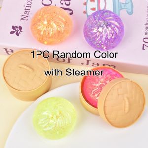 VIVIDI with Steamer Dumpling Squishy Toy Soft Cute Glitter Dumpling Pinch Le Creative Anxiety Relief Dough Ball Fidget Toys Gifts