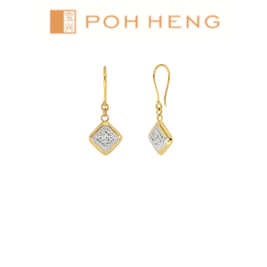 Poh Heng Jewellery 22K Dangling Earrings in Yellow White Gold [Price By Weight]