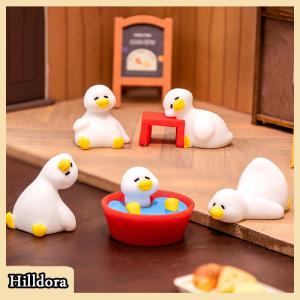 [Hilldora] Miniatures Figurines Cute White Duck Animal Micro Landscape Ornaments For Home Desk Decoration Gardening Accessories