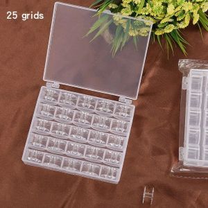 25pcs Home Sewing Machine Bottom Thread Bobbin Set Sewing Accessories Clear Plastic Spools with Storage Box for Brother Janome S