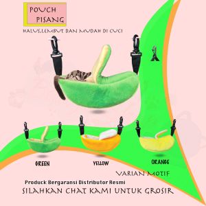 SLEEPING POUCH MODEL BANANA (PISANG) TEMPAT TIDUR SUGAR GLIDER TUPAI TERBANGMUDAH DI CUCI DAN LEMBUT