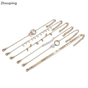 【ZP】 Cute Jewerry 6Pcs set Boho Bracelet Set Women Tassels Leaves Circular Chains Bangle Jewelry