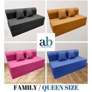 Family /  Queen Sofabed Full Cover with Long Zipper 3 Folds Curved Head -  Plain Color Only  Mavs Beddings