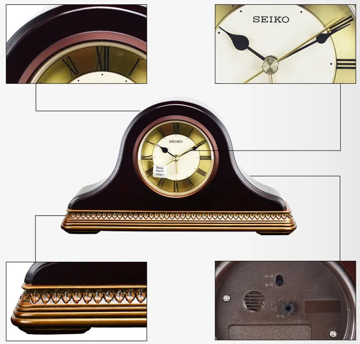 100% ORIGINAL SEIKO Table Desk Wooden Alarm Clock QXE017 (QXE017B