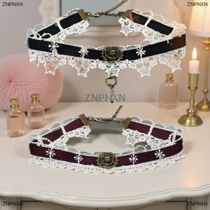 [COD] ZNPNXN Gothic Punk Steampunk Necklace Christmas Ribbon Lace Choker Collar Necklace
