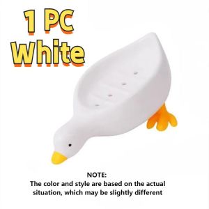 Duck Shape Soap Box with Drainage Cute Cartoon Soap Dish Holder Plastic Soaps Container Dish Tray Bathroom Accessories