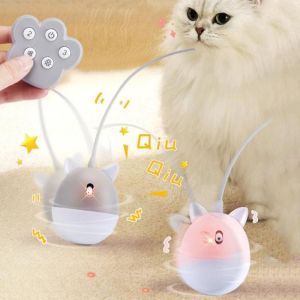 CUTE ELVES Remote Control Automatic Interactive Cat Toy Infrared Sensor USB Rechargeable Electric Kitten Rotating Toy Multifunctional Irregular Rotation Smart Rotating Cat Toys Relieve Boredom
