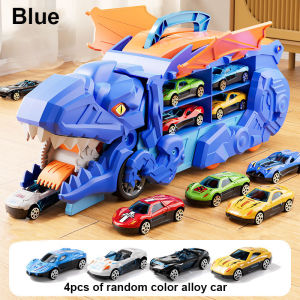 Dinosaur Transformation Truck Toy with 6PCS Alloy DieCast Cars Car Action Figure Vehicle Play Set for Kids Boys Mainan