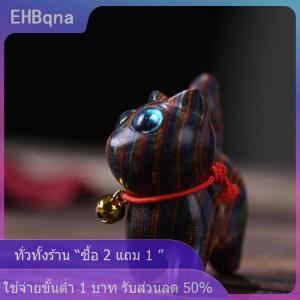 [COD] EHBqna KITCHEN ไม้สีรุ้งแกะสลักรูปปั้นแมวเครื่องประดับแมวน่ารักตั้งโต๊ะไม้แมวอุปกรณ์สำนักงานบ้านของที่ระลึกการตกแต่งของขวัญ