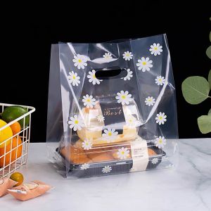 25-50pcs Little Daisy Plastic Gift Bag Clear Storage Shopping Bag With Christmas Wedding Party Favor Bag Candy Cake Wrapping Bag2026