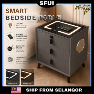 Sfui Smart Bedside Table  Wireless Charging Table Bluetooth Speker Cabinet Meja Sisi Katil Moden Smart Cabinet智能床头柜