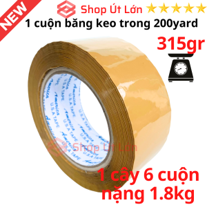 1 Cuộn băng keo trong đục 200yard nặng 315gram rộng 4.7cm lõi 5mm 1 cây có 6 cuộn nặng 1.8kg