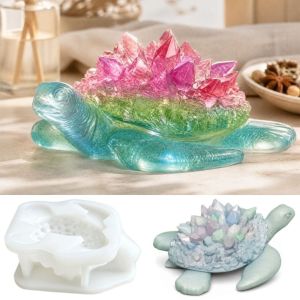 HULEQQI Marine Animal Sea Turtle Resin Mold Crystal Cluster Cute Turtle Shaped Molds Handmade Easy To Release Candle Silicone Mold DIY Epoxy Casting