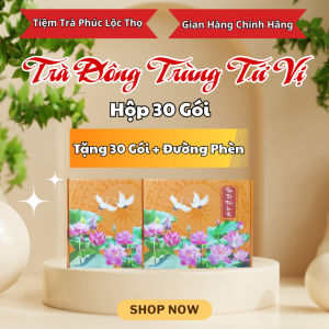 TRÀ ĐÔNG TRÙNG TỨ VỊ - Hộp 30 Gói Tặng 30 Gói + Đường Phèn - Tổng Nhận 60 Gói - Lưu ý: TRONG HỘP 40 GÓI + 20 GÓI NGOÀI