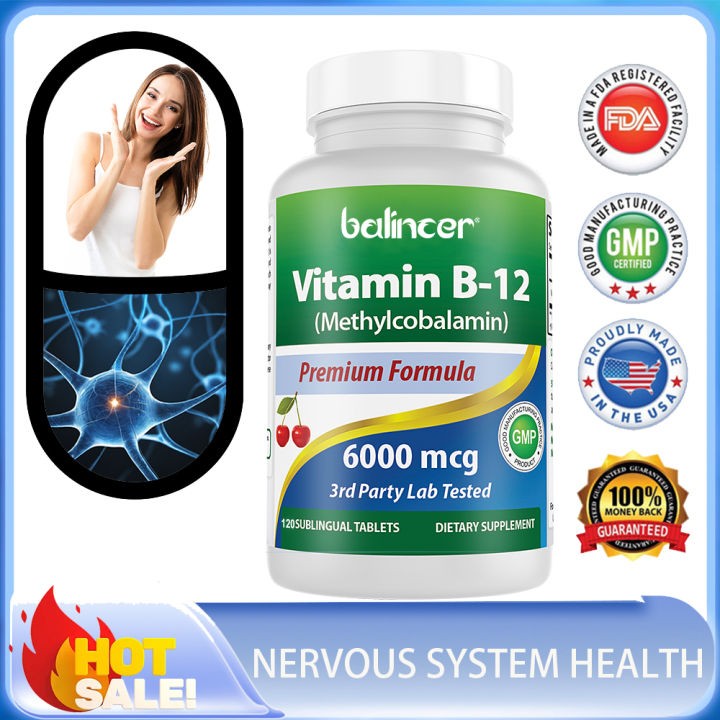 Vitamin B 12 Supplement 6000 Mcg Boosts Energy Levels Supports 6585