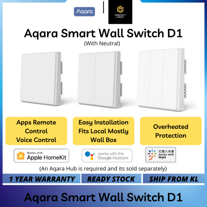 thumbnail image 2 of Aqara Wall Switch D1 ZigBee Smart – Zero Line / Fire Wire – White – 220V 2 of 2