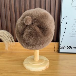 Thu Đông Hàn Quốc ngọt ngào Acrylic lông mũ nồi cho Phụ nữ mùa thu vải lông ấm áp mùa đông mũ họa sĩ màu trơn phụ nữ nghệ sĩ mũ