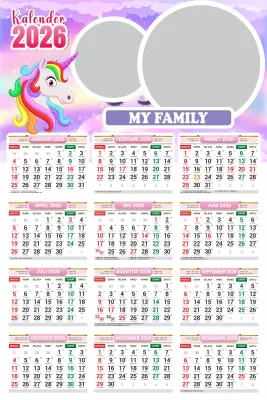 Kalender Custom 2026 Foto Sendiri BEBAS Pilih Karakter yg tersedia Size 32x48 cm