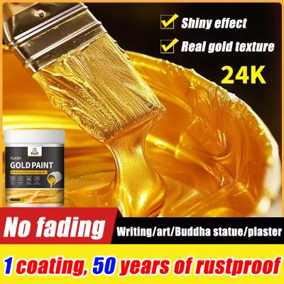 【24K High Quality】1000g Gold Paint For Metal Metallic Gold Acrylic Paint For Wood Leather Waterproof Durable for 50 years without fading