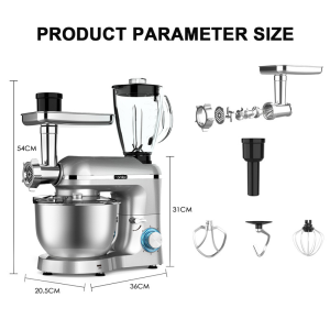5 IN 1 Stand Mixer Multifunctional Electric Mixer Meat Grinder Juicer Blender Dough Mixer Sausage Stuffer Stainless Steel Bowl Blender Heavy Duty Food Processor And Grinder Cooking Machine 1900W