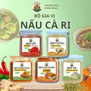 Bộ Bột Gia Vị Nấu Cà Ri VIETTA SPICES (Cà Ri Nghệ Gừng Ớt Sả) - Gia Vị Khô Tự Nhiên Giúp Cà Ri Thơm Ngon Đậm Đà Tiện Lợi