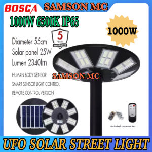 BOSCA 3Years Warranty UFO 1000W Solar Garden Light Solar Street Light Outdoor Solar Light Remote Control Sensor 1000W