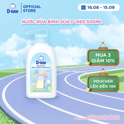 Nước rửa bình sữa D-nee chiết xuất dưa leo an toàn lành tính khử khuẩn hiệu quả 500ml