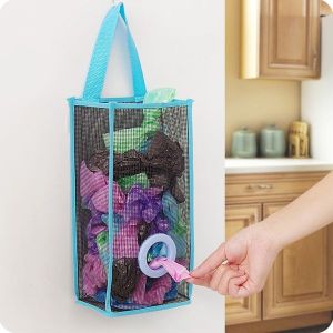Wall-Mounted Small Mesh Bag Storage Holder – Hanging Organizer for Plastic Bags Kitchen & Bathroom Space Saver