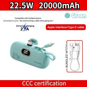 [SG STOCK]Mini Power Bank 20000mAh Fast Charging 22.5W With Cable Type-C Lightning Capsule Powerbank CCC Certified